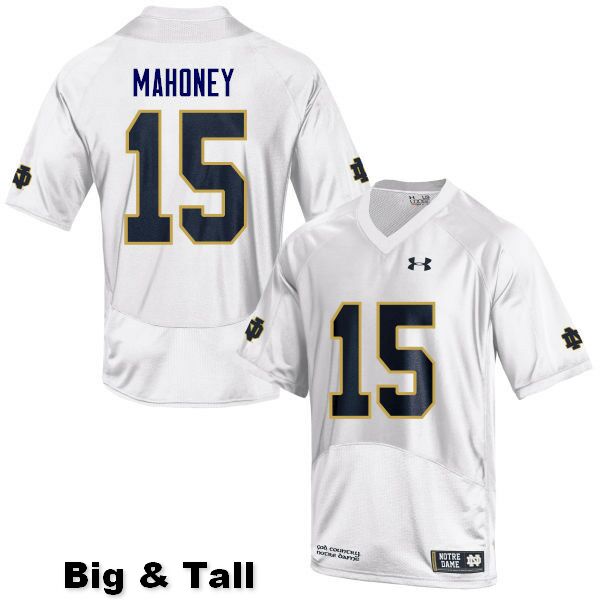 Men's NCAA Notre Dame Fighting Irish #15 John Mahoney Stitched College Under Armour Authentic White Big & Tall Football Jersey HP10I74SF